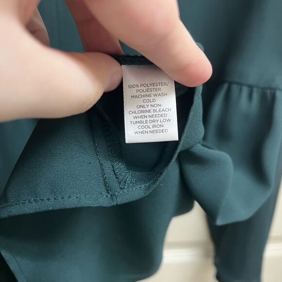 Ann Taylor Loft Hunter Green Flowy Bell Sleeve Blouse SZ S - Picture 5 of 5